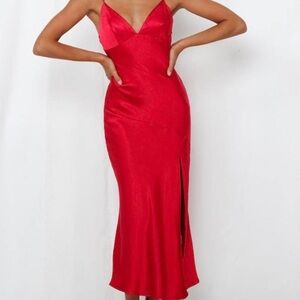 Hello Molly “Asking For a Friend” Red Midi Dress